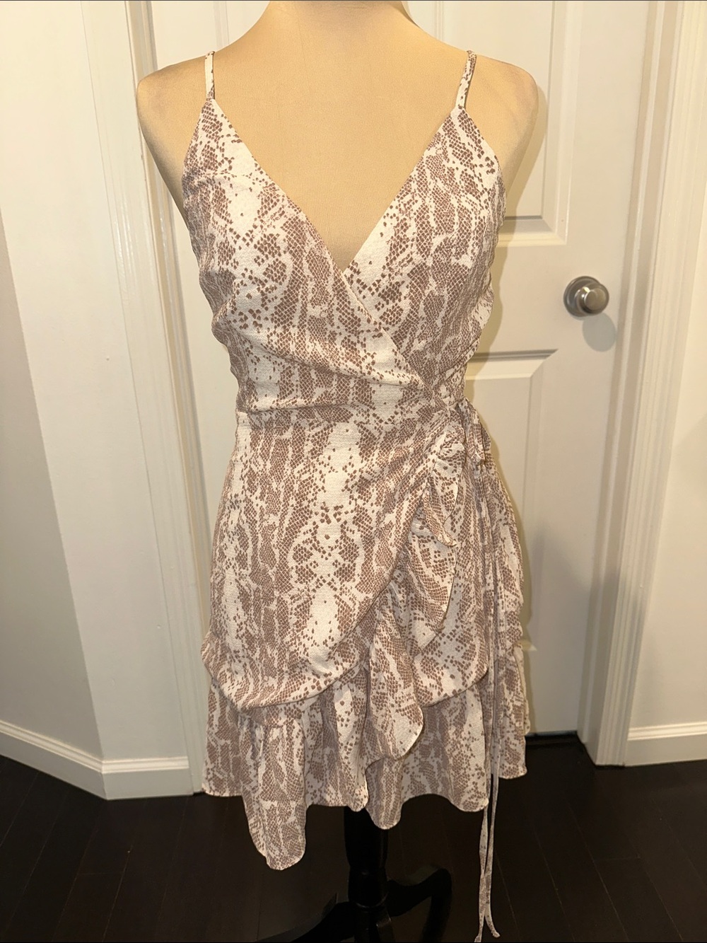 Lilyful Beige Snakeskin Wrap Dress